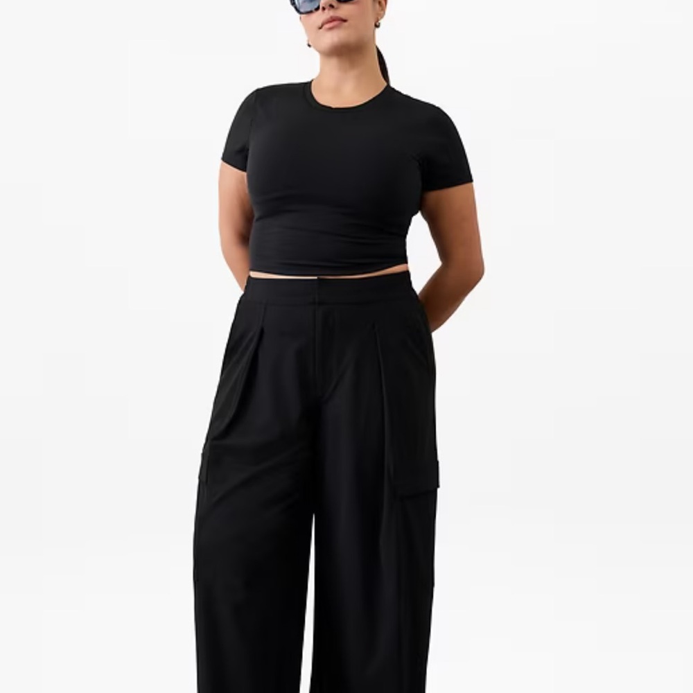 ATHLETA Black pinnacle wide leg trousers bnwt